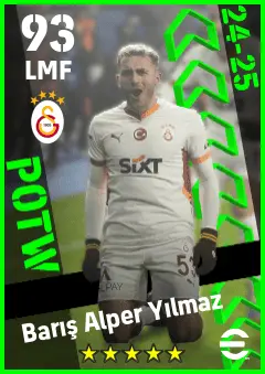 Baris Alper Yilmaz eFootball 2026 player card — 93 OVR LMF