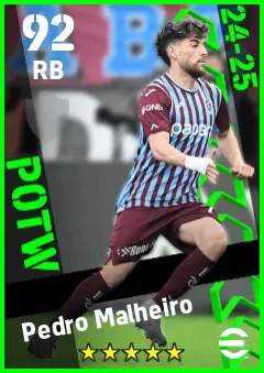 Pedro Malheiro eFootball 2026 player card — 92 OVR RB