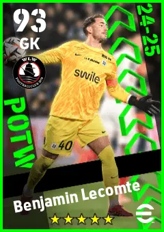 Benjamin Lecomte eFootball 2026 player card — 93 OVR GK