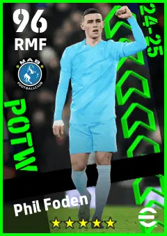 Phil Foden eFootball 2026 player card — 96 OVR RMF