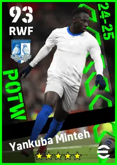 Yankuba Minteh eFootball 2026 player card — 93 OVR RWF