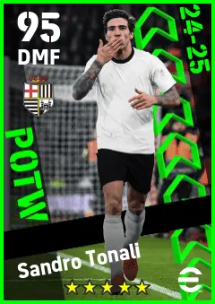 Sandro Tonali eFootball 2026 player card — 95 OVR DMF