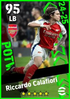 Riccardo Calafiori eFootball 2026 player card — 95 OVR LB