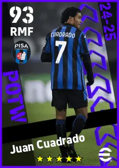 Juan Cuadrado eFootball 2026 player card — 93 OVR RMF