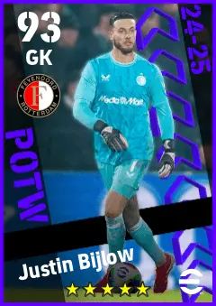 Justin Bijlow eFootball 2026 player card — 93 OVR GK