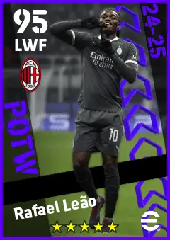 Rafael Leao eFootball 2026 player card — 95 OVR LWF