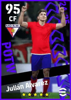 Julian Alvarez eFootball 2026 player card — 95 OVR CF