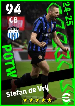 Stefan de Vrij eFootball 2026 player card — 94 OVR CB