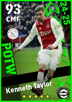 Kenneth Taylor eFootball 2026 player card — 93 OVR CMF