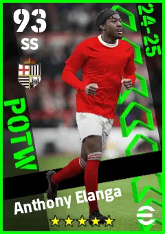 Anthony Elanga eFootball 2026 player card — 93 OVR SS