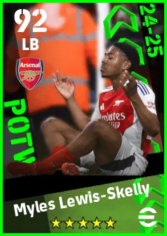 Myles Lewis-Skelly eFootball 2026 player card — 92 OVR LB