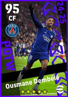 Ousmane Dembele eFootball 2026 player card — 95 OVR CF