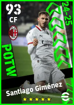 Santiago Gimenez eFootball 2026 player card — 93 OVR CF