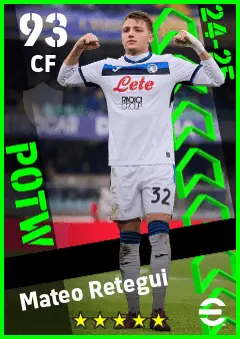Mateo Retegui eFootball 2026 player card — 93 OVR CF