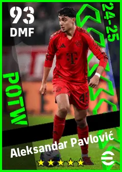 Aleksandar Pavlovic eFootball 2026 player card — 93 OVR DMF