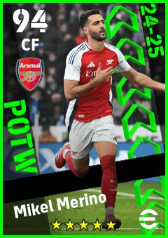 Mikel Merino eFootball 2026 player card — 94 OVR CF