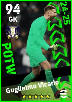Guglielmo Vicario eFootball 2026 player card — 94 OVR GK