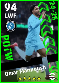 Omar Marmoush eFootball 2026 player card — 94 OVR LWF