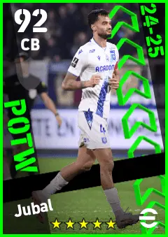 Jubal eFootball 2026 player card — 92 OVR CB