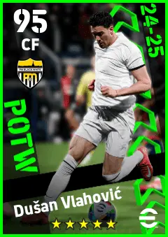 Dusan Vlahovic eFootball 2026 player card — 95 OVR CF