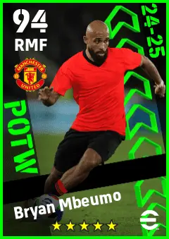 Bryan Mbeumo eFootball 2026 player card — 94 OVR RMF