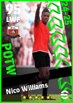 Nico Williams eFootball 2026 player card — 95 OVR LWF