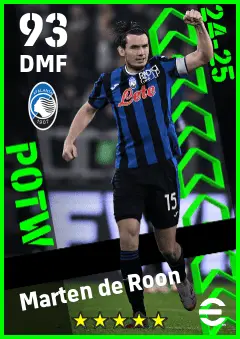 Marten de Roon eFootball 2026 player card — 93 OVR DMF