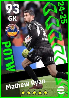 Mathew Ryan eFootball 2026 player card — 93 OVR GK