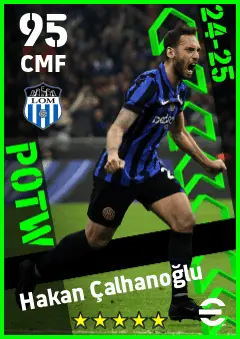 Hakan Calhanoglu eFootball 2026 player card — 95 OVR CMF