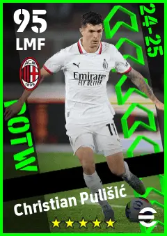 Christian Pulisic eFootball 2026 player card — 95 OVR LMF