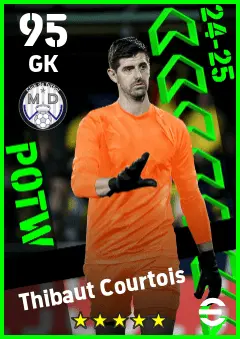 Thibaut Courtois eFootball 2026 player card — 95 OVR GK