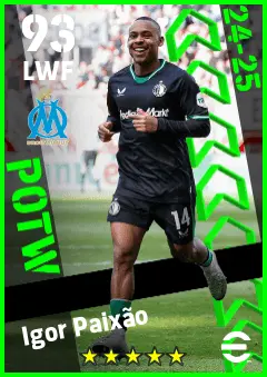 Igor Paixao eFootball 2026 player card — 93 OVR LWF