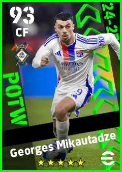 Georges Mikautadze eFootball 2026 player card — 93 OVR CF