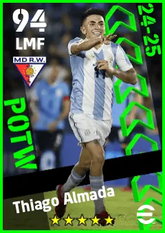 Thiago Almada eFootball 2026 player card — 94 OVR LMF