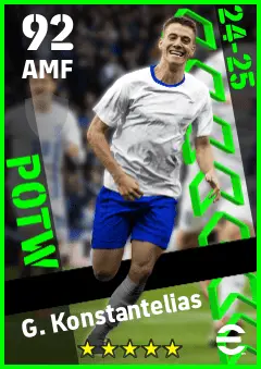 G. Konstantelias eFootball 2026 player card — 92 OVR AMF