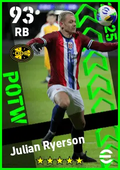 Julian Ryerson eFootball 2026 player card — 93 OVR RB