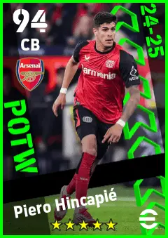 Piero Hincapie eFootball 2026 player card — 94 OVR CB