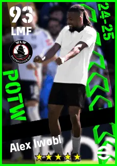 Alex Iwobi eFootball 2026 player card — 93 OVR LMF