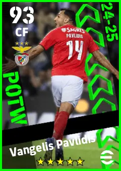 Vangelis Pavlidis eFootball 2026 player card — 93 OVR CF