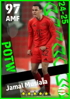 Jamal Musiala eFootball 2026 player card — 97 OVR AMF