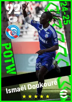 Ismael Doukoure eFootball 2026 player card — 92 OVR CB