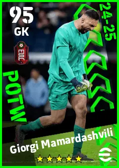 Giorgi Mamardashvili eFootball 2026 player card — 95 OVR GK