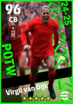 Virgil van Dijk eFootball 2026 player card — 96 OVR CB