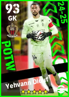 Yehvann Diouf eFootball 2026 player card — 93 OVR GK