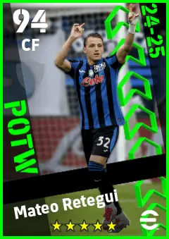 Mateo Retegui eFootball 2026 player card — 94 OVR CF