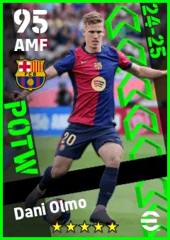Dani Olmo eFootball 2026 player card — 95 OVR AMF