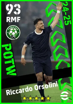 Riccardo Orsolini eFootball 2026 player card — 93 OVR RMF