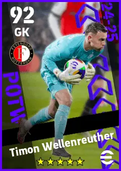 Timon Wellenreuther eFootball 2026 player card — 92 OVR GK