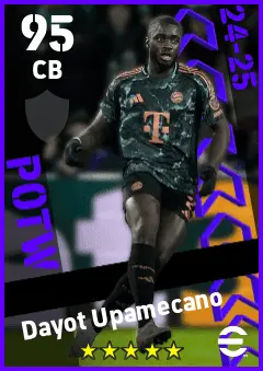 Dayot Upamecano eFootball 2026 player card — 95 OVR CB