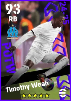 Timothy Weah eFootball 2026 player card — 93 OVR RB